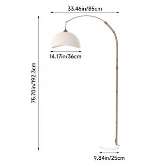E27 1-Light floor lamp diagram: cream dome shade, 85cm height