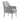 Modern chenille leisure chair with backrest, light grey, angled side view