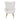 White high-back recliner chair, rounded arms, plush cushion, gold metal legs