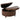 Brown round PU leather storage ottoman with lift-top, tufted cushion and stud trim