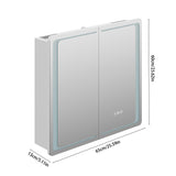 Double-door bathroom mirror cabinet with LED lighting and touch control icons