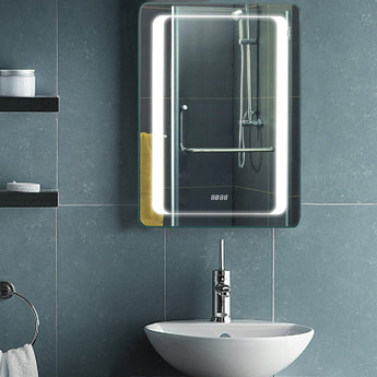 Rectangle LED mirror cabinet, reflective glass, digital 8888 on screen