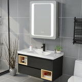 Rectangle LED mirror cabinet with bright border, wall-mounted, digital 88:88 display