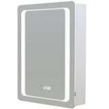 Rectangle LED mirror cabinet front, LED border, digital 13:58 time readout