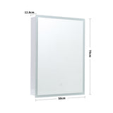 Spiegelschrank 50×70 cm, weißer Rahmen mit LED-Beleuchtung, 12,8 cm tief