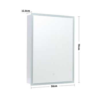 Spiegelschrank 50×70 cm, weißer Rahmen mit LED-Beleuchtung, 12,8 cm tief