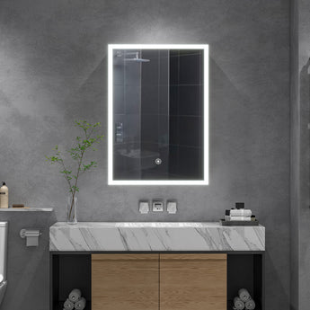 Rechteckiger Spiegelschrank mit LED-Randlicht in Weiß