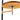 Close-up of wood tray mount and metal support arms on arc floor lamp