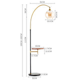 Floor lamp size diagram with height and wood tray measurements