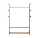 Bamboo clothes rack frame with top and middle bars, side pegs, and bottom rails