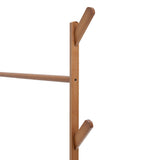 Close-up of bamboo side upright and top peg on wheeled garment rack