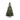 Artificial Christmas tree with lit branches, red and gold ornaments, on metal stand.