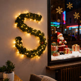 Artificial Christmas garland wreath with warm LED lights and pinecone details