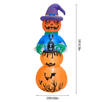 6-ft Stapel-Kürbis-Geist Abmessungen: 2,13 ft Breite, 5,41 ft Höhe