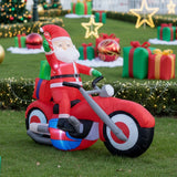 Inflatable Santa on red motorcycle Christmas decoration with LED lights