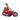 Inflatable Santa riding red motorcycle with gray handlebars, green gift bag