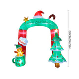 Inflatable Christmas archway with green top, red sides, Welcome sign and hanging tree