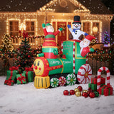 6 ft Christmas inflatable Polar Express train with snowman and candy-cane figure