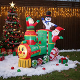 6 ft Christmas inflatable Polar Express with snowman, elf, and candy-cane prop