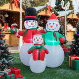 6ft Christmas inflatable snowman family set with LED lights, two large and one small