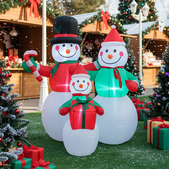6ft Christmas inflatable snowman family set with LED lights, two large and one small