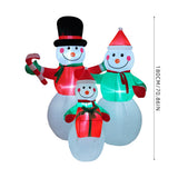 6ft Christmas inflatable snowman family decoration with LED lights, three figures front view