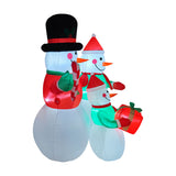 6ft Christmas inflatable snowman family decoration with LED glow, red-and-white figures