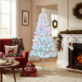 Pre-lit artificial Christmas tree with multicolor LED lights and foldable metal stand
