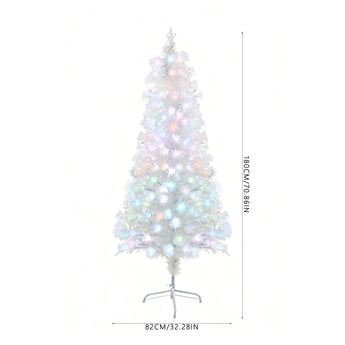 Pre-lit artificial Christmas tree with multicolor LED lights; 180cm x 82cm on stand