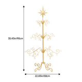 Gold ornament display stand diagram with star topper; 35.43 in tall, 22.83 in wide