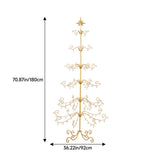 Gold ornament display stand diagram with star topper; 70.87 in tall, 36.22 in wide