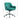 Teal velvet swivel office chair with curved armrests and rolling casters