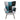 Upholstered rocking lounge chair with high back, gray seat with teal, white, and black blocks