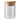 Clear glass spice jar with bamboo lid, round opening and airtight-style fit.