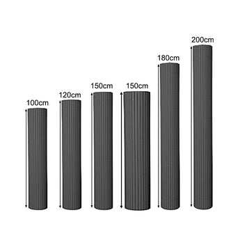 PVC privacy screen size options shown: 100cm to 200cm