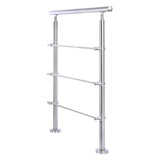 Stainless steel floor mount handrail with two posts, top bar, and 3 side bars