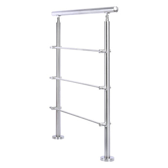 Stainless steel floor mount handrail with two posts, top bar, and 3 side bars