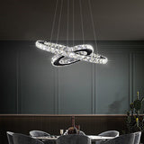 Deckenringlampe mit doppeltem Kreis und X-förmigem Kristall-Design, hängend