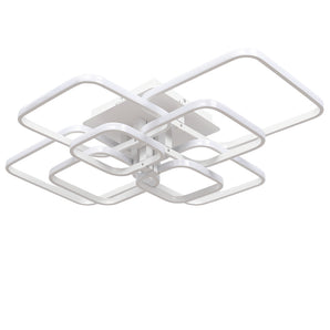Square LED ceiling light chandelier with interlocking white square frame design
