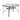 Glass outdoor table with umbrella hole, dark metal legs, size diagram view