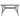 Rectangular glass garden table with umbrella hole and dark metal legs