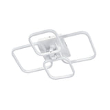 Adjustable LED semi-recessed ceiling fixture, white square frame with 4 heads