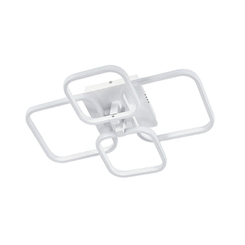 Adjustable LED semi-recessed ceiling fixture, white square frame with 4 heads