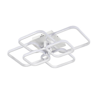 LED semi-recessed ceiling fixture with white multi-loop frame and 4 adjustable heads