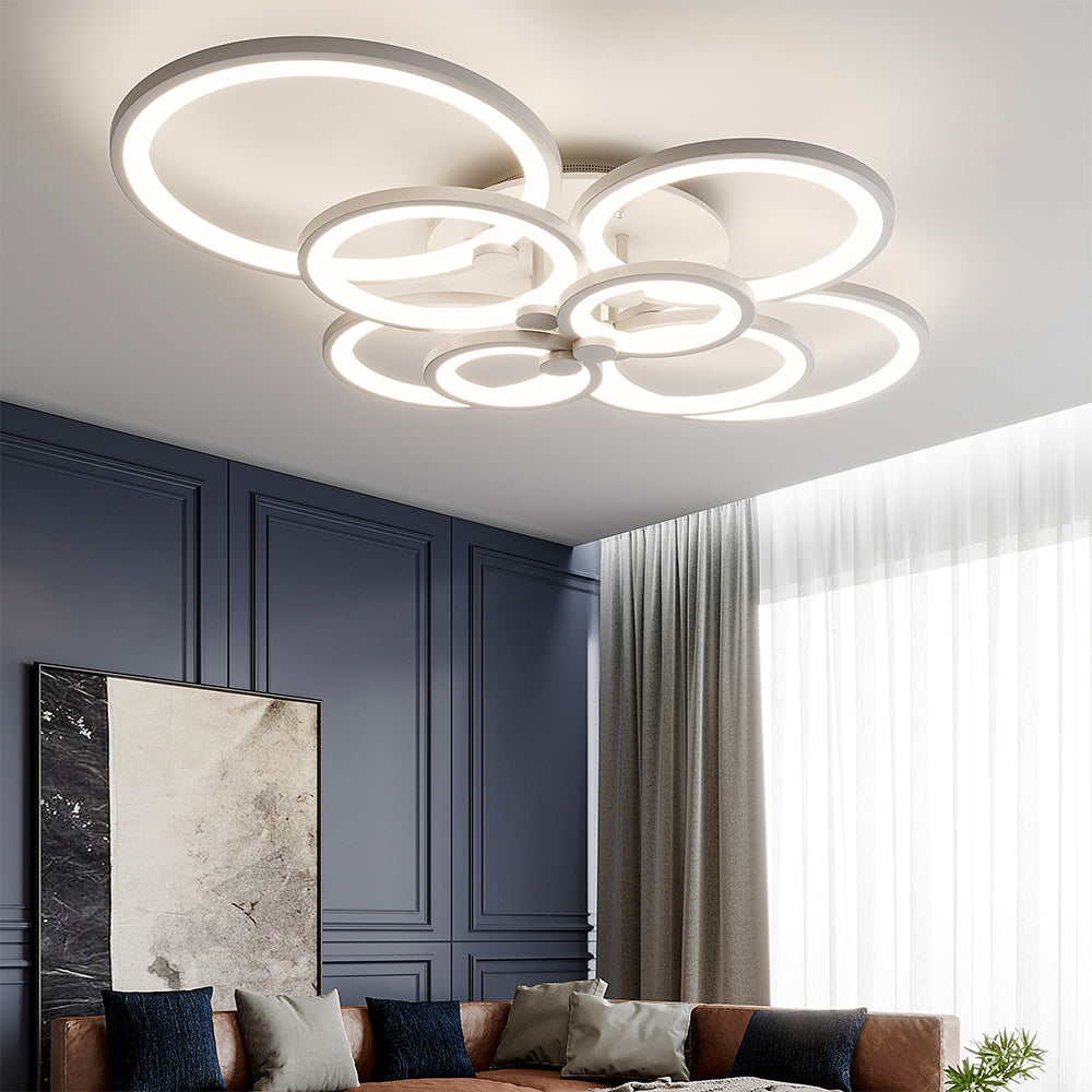 8 Light Dimmable LED Loop Ceiling Light Remote Control