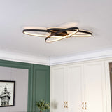 90cm LED ceiling light with black interlocking rings and 3 light colours