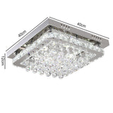 Square crystal LED flush mount ceiling light, 40cm wide and 12cm high