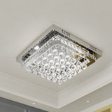 Square crystal LED ceiling flush mount light with bright perimeter light strips