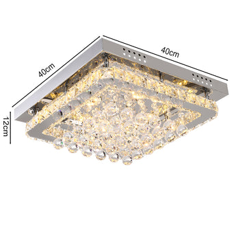 Crystal recessed ceiling light, 40cm x 12cm, metal frame with clear prisms