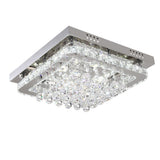 Rectangular recessed ceiling light with clear crystal clusters under metal housing